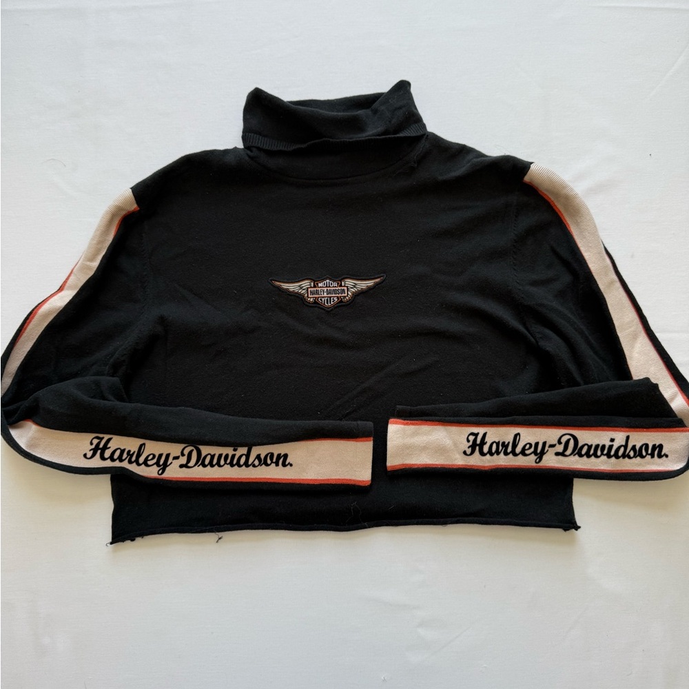 Vintage Harley Davidson custom made long sleeve turtleneck crop!